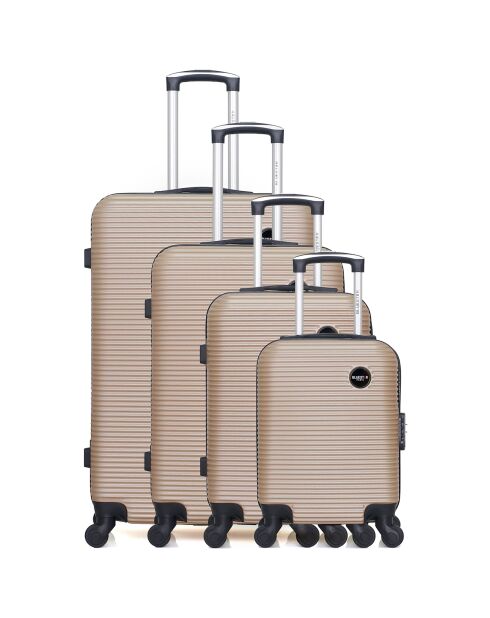 4 Valises 4 roues simples London- M 46/55/65/75 cm dorées
