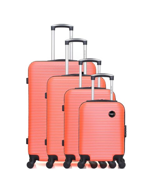 4 Einradkoffer London- M 46/55/65/75 cm korallenrot