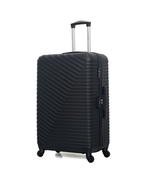 Lena 65 cm zwarte koffer met 4 wielen en enkele wielen voor medium stay