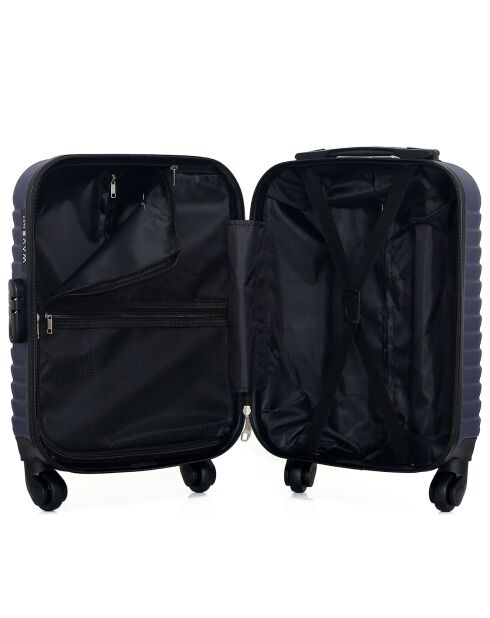 Valise Cabine Séjour 4 roues simples Lena  55 cm bleu marine