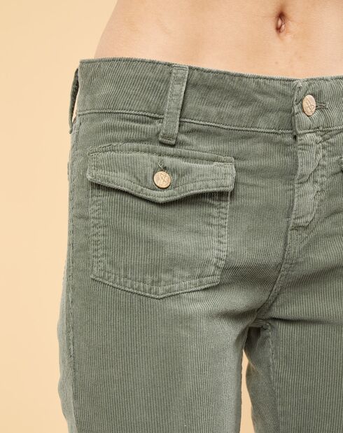 Pantalon en Velours Côtelé Aretha kaki