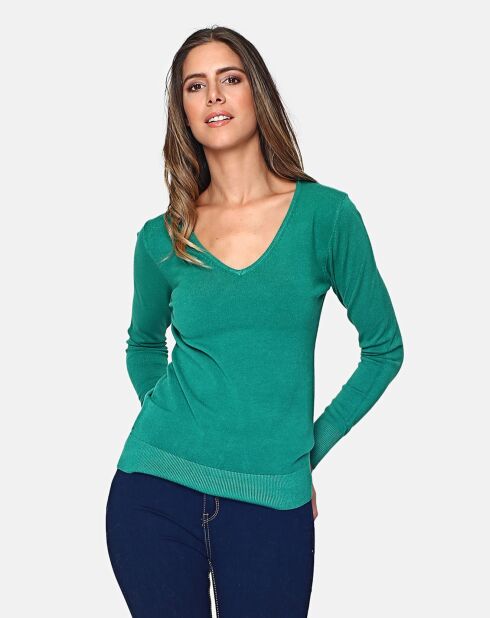 Pull en Maille mélangée vert viride