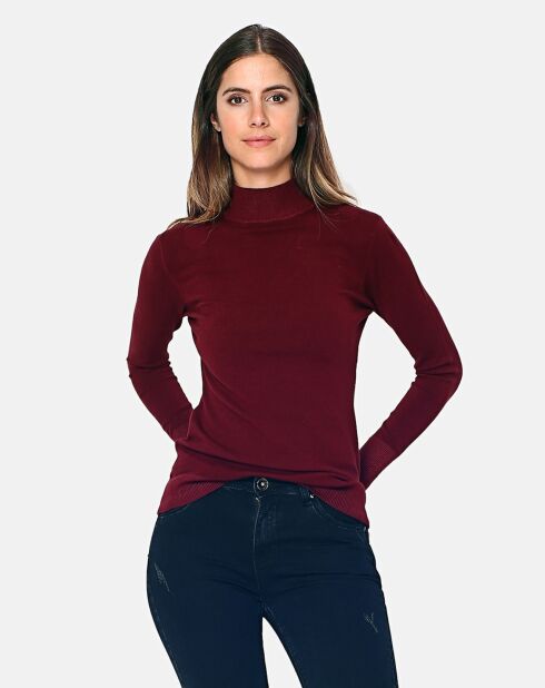 Pull en Maille mélangée bordeaux