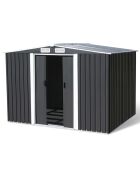 Abri de jardin Tulum avec base gris/blanc - 196.5x246.5x178 cm