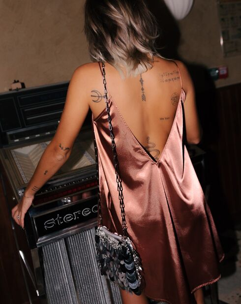 Robe courte en satin bronze Shortdress bronze