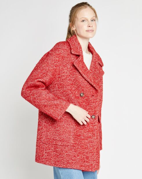 Manteau en Laine mélangée Mathias rouge chiné