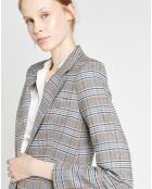 Blazer Fanelly imprimé Prince-de-Galles bleu/beige/marron