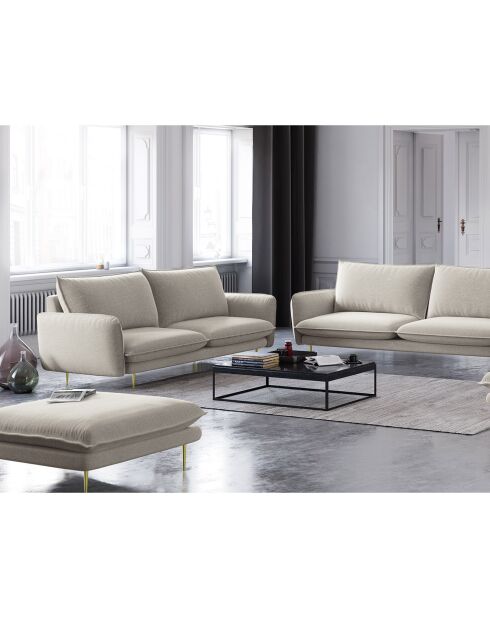 Canapé tissu 2 places Vienna beige clair - 160x92x95 cm