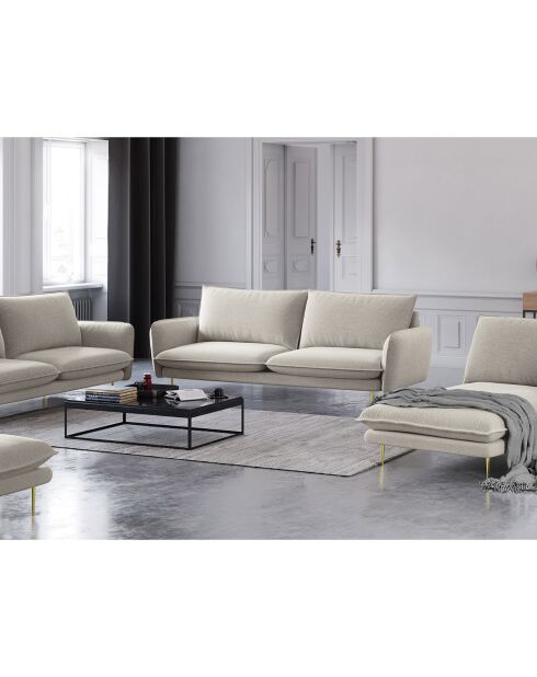 Canapé tissu 3 places Vienna beige clair - 200x92x95 cm