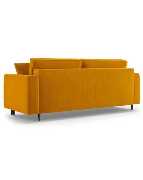 Canapé convertible avec coffre velours côtelé 3 places Fano jaune - 233x102x89 cm