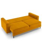 Canapé convertible avec coffre velours côtelé 3 places Fano jaune - 233x102x89 cm