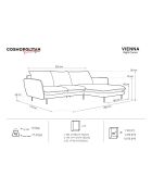 Canapé d'angle droit tissu 5 places Vienna beige clair - 255x170x95 cm