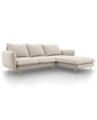 Canapé d'angle droit tissu 5 places Vienna beige clair - 255x170x95 cm