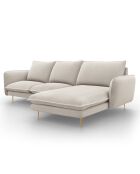 Canapé d'angle droit tissu 5 places Vienna beige clair - 255x170x95 cm