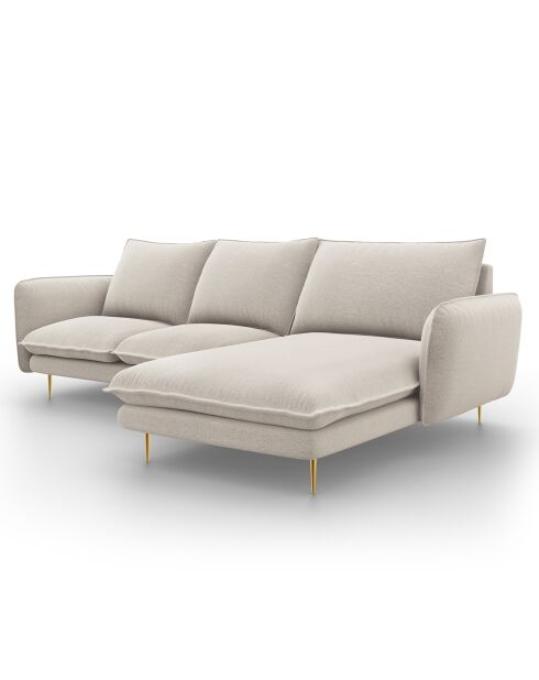 Canapé d'angle droit tissu 5 places Vienna beige clair - 255x170x95 cm