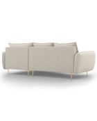 Canapé d'angle droit tissu 5 places Vienna beige clair - 255x170x95 cm