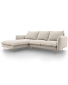 Canapé d'angle gauche tissu 5 places Vienna beige clair - 255x170x95 cm