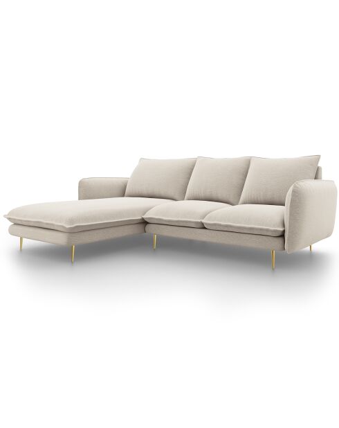Canapé d'angle gauche tissu 5 places Vienna beige clair - 255x170x95 cm