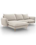 Canapé d'angle gauche tissu 5 places Vienna beige clair - 255x170x95 cm