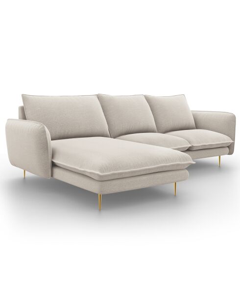 Canapé d'angle gauche tissu 5 places Vienna beige clair - 255x170x95 cm