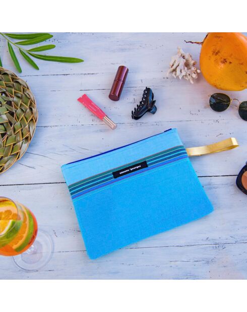Pochette de plage Cap Ferret bleue - 28x21 cm