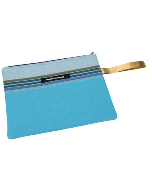 Pochette de plage Cap Ferret bleue - 28x21 cm