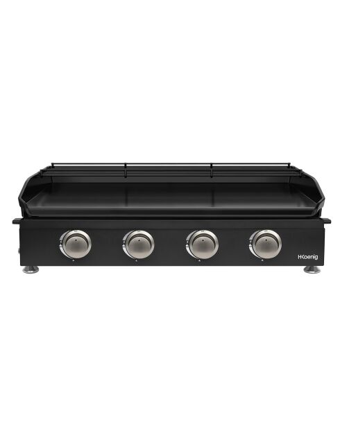 Plancha 4 brûleurs fonte émaillée noire - 84.5x42x24 cm