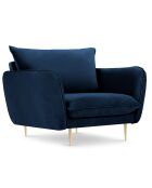 Fauteuil en Velours Vienna bleu roi - 97x94x95 cm