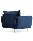 Fauteuil en Velours Vienna bleu roi - 97x94x95 cm