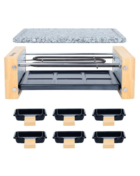 Raclette- und Kochsteindesign WOD 6 aus Holz - 6 Personen