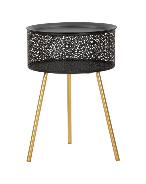 Mesa redonda Blacky negra/dorada - D.35x50 cm