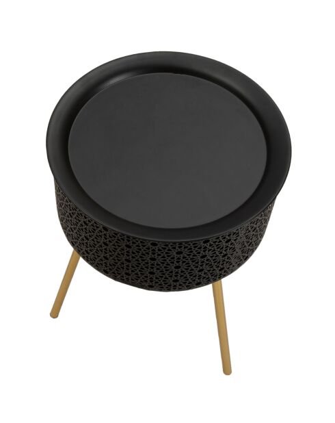 Mesa redonda Blacky negra/dorada - D.35x50 cm