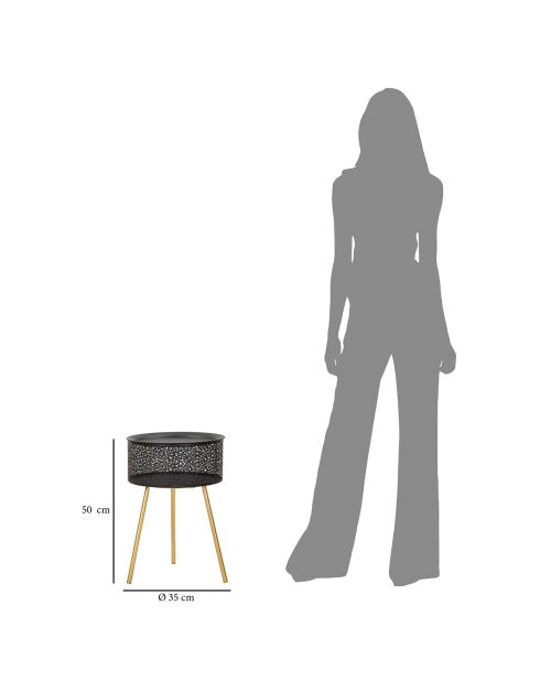 Mesa redonda Blacky negra/dorada - D.35x50 cm