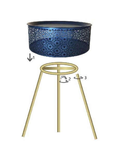 Mesa redonda Blacky negra/dorada - D.35x50 cm