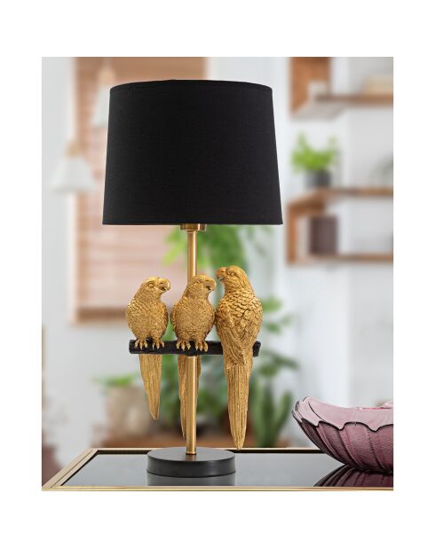 Lampe de table Perroquets noir/doré - D.30x62.5 cm