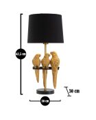 Lampe de table Perroquets noir/doré - D.30x62.5 cm