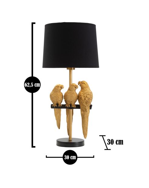 Lampe de table Perroquets noir/doré - D.30x62.5 cm