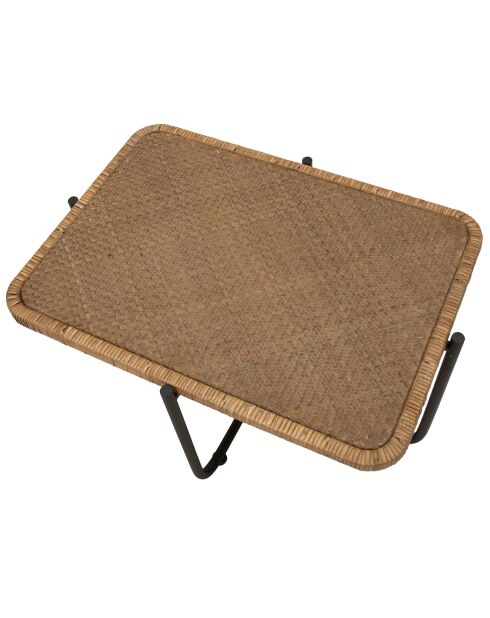 Table basse rectangulaire Cebu beige/noir - 75x55x46.5 cm