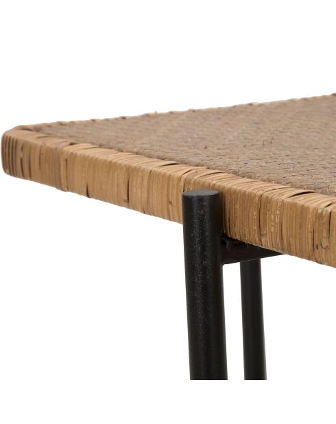 Table basse rectangulaire Cebu beige/noir - 75x55x46.5 cm