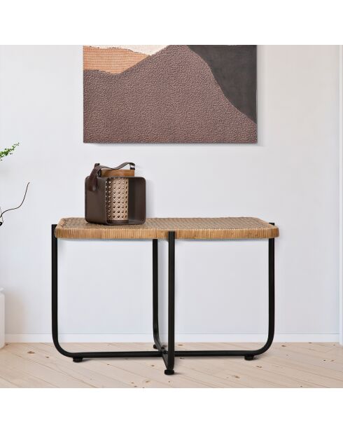 Table basse rectangulaire Cebu beige/noir - 75x55x46.5 cm