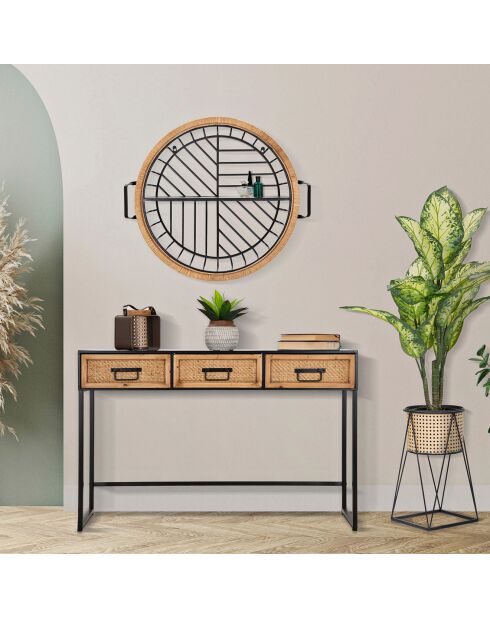 Étagère murale Cebu noir/beige - 72.5x18x65 cm
