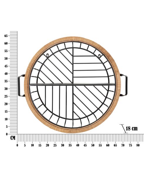 Cebu wandplank zwart/beige - 72,5x18x65 cm