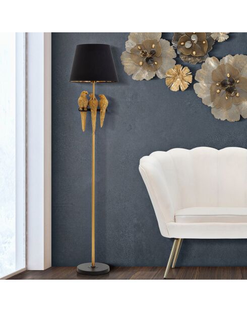 Lampadaire Perroquets noir/doré - D.37x164.5 cm