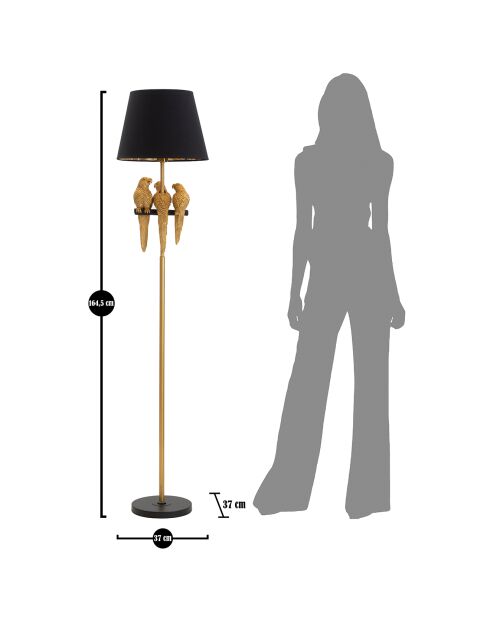 Lampadaire Perroquets noir/doré - D.37x164.5 cm