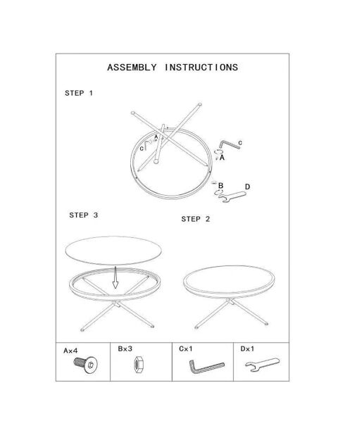 Table basse ronde Cebu noir/beige - 70.5x65x57 cm