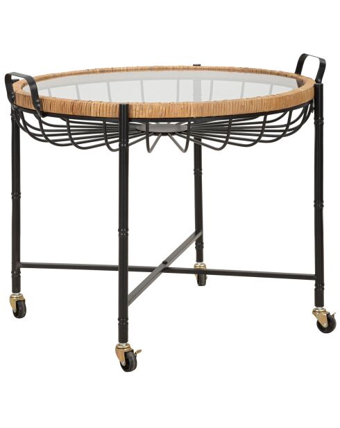 Table basse ronde Cebu noir/beige - 70.5x65x57 cm