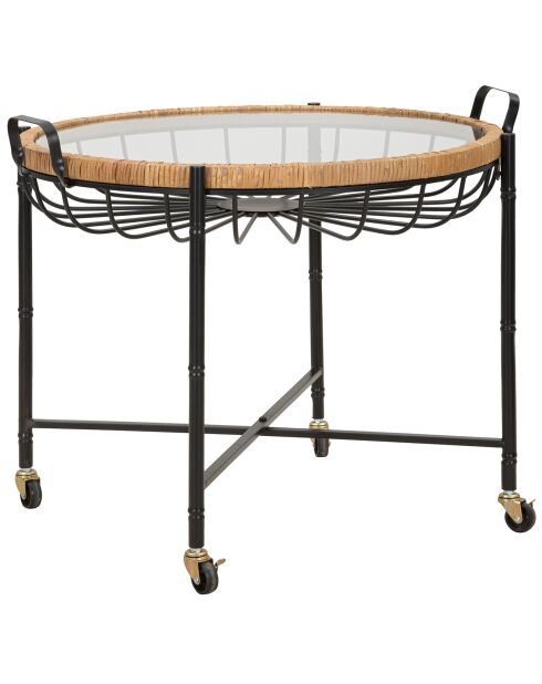 Table basse ronde Cebu noir/beige - 70.5x65x57 cm