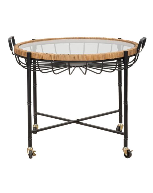 Table basse ronde Cebu noir/beige - 70.5x65x57 cm