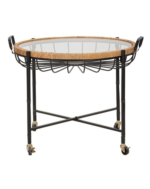 Table basse ronde Cebu noir/beige - 70.5x65x57 cm