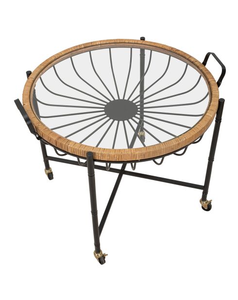 Table basse ronde Cebu noir/beige - 70.5x65x57 cm